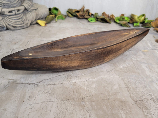 Canoe Wood Double Incense Burner: Small Incense Holder