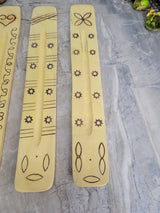 Engraved Wood Incense Holder: 10-Inch Ash Catcher