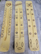 Engraved Wood Incense Holder: 10-Inch Ash Catcher