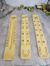 Engraved Wood Incense Holder: 10-Inch Ash Catcher