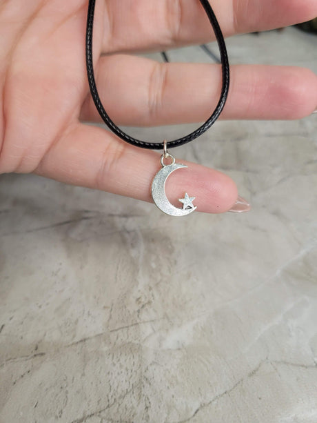 Moon and Star Charm Necklace: Celestial Witchy Jewelry