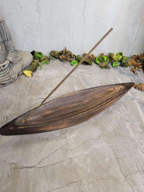 Canoe Wood Double Incense Burner: Small Incense Holder