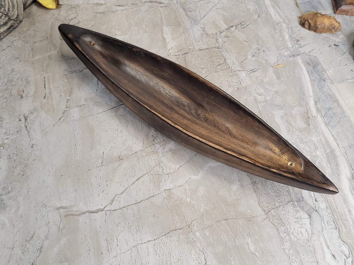 Canoe Wood Double Incense Burner: Small Incense Holder
