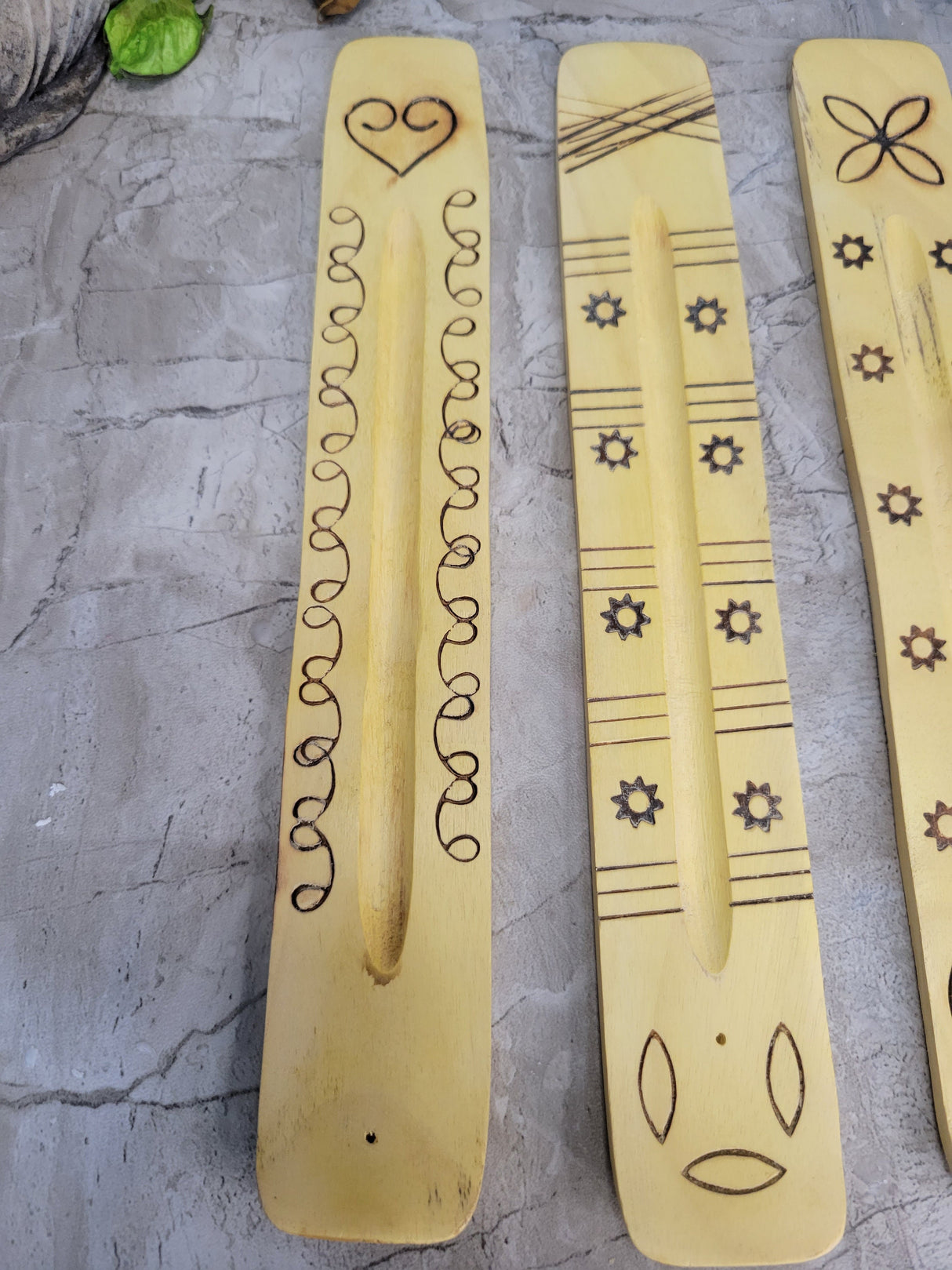 Engraved Wood Incense Holder: 10-Inch Ash Catcher