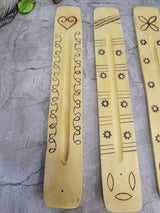 Engraved Wood Incense Holder: 10-Inch Ash Catcher