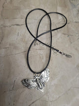 Skull Moth Pendant Necklace, Gothic Jewelry, Antique Silver, Nature Lover Necklace