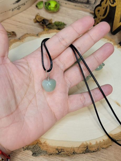 Green Aventurine Quartz Apple Pendant with Cord
