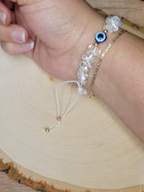 Clear Quartz Evil Eye Bracelet, Protection Jewelry