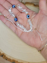 Clear Quartz Evil Eye Bracelet, Protection Jewelry