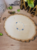Clear Quartz Evil Eye Bracelet, Protection Jewelry