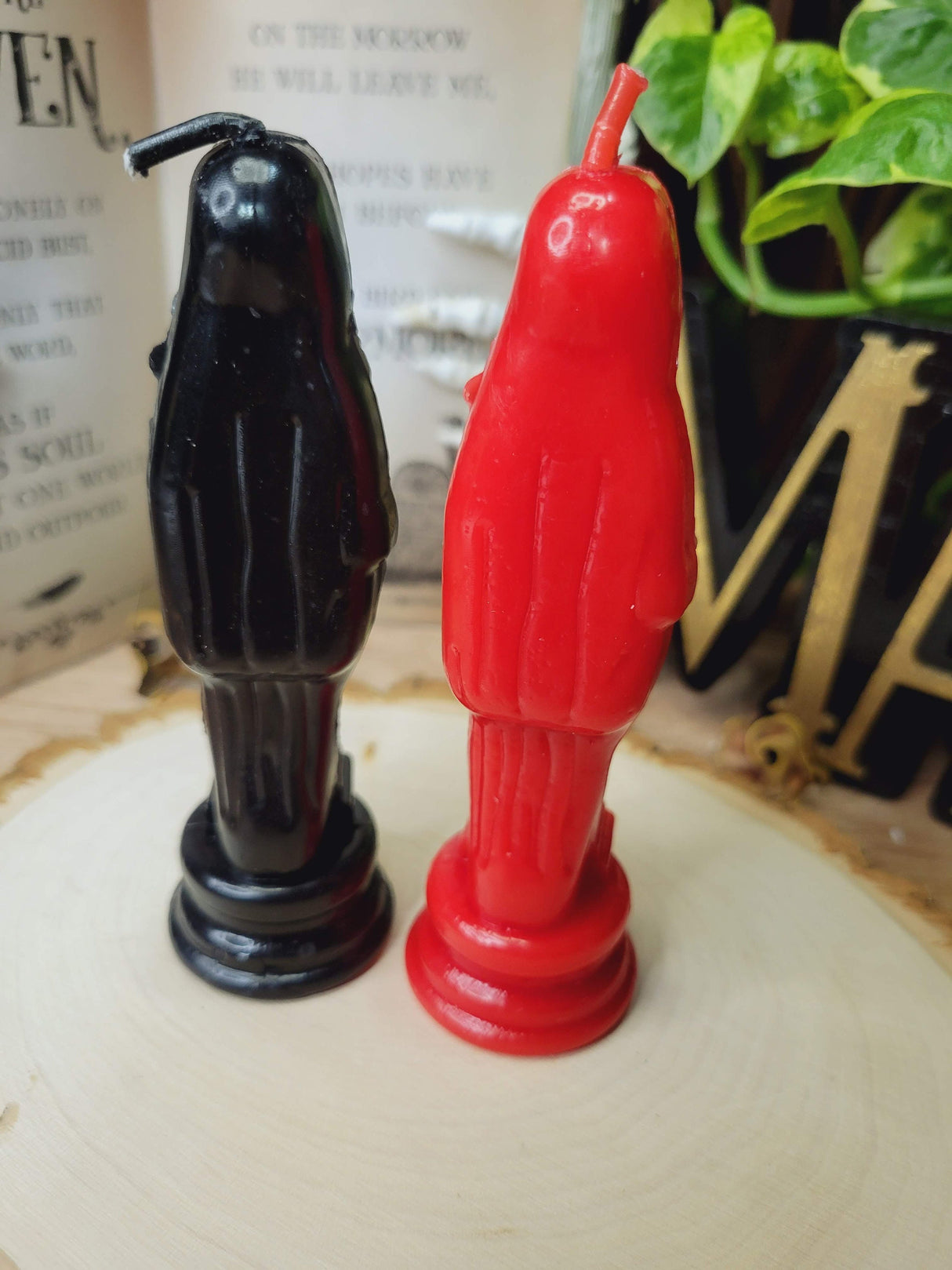 Santa Muerte Candle, Red or Black, Handmade Offering Candle