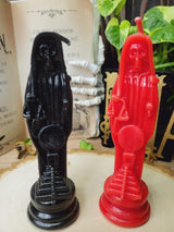 Santa Muerte Candle, Red or Black, Handmade Offering Candle