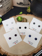 Tiny Gemstone Stud Earrings: Hypoallergenic Stainless Steel
