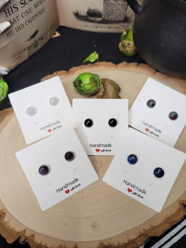Tiny Gemstone Stud Earrings: Hypoallergenic Stainless Steel