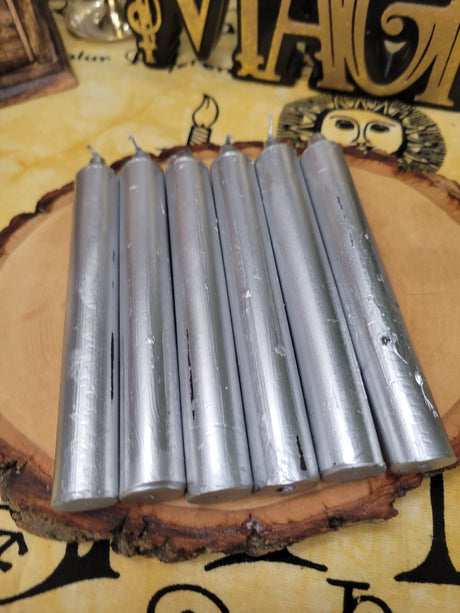 Silver Spell Candles: 6-Inch Ritual Candles, Pack of 6