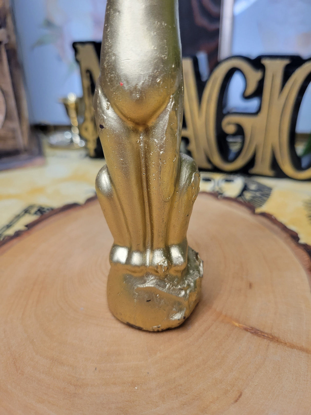 Gold Cat Ritual Candle: Decorative Offering, Spell Work