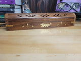 Coffin Incense Burner: Wood Altar Decor with Storage