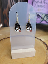 Crow and Skull Dangle Earrings: Golden Witch Earrings