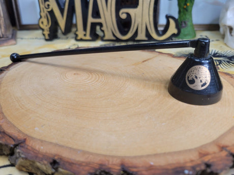 Handmade Iron Candle Snuffer: Triple Moon, Pentacle Design