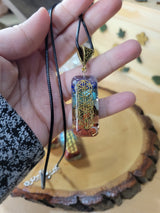 Flower of Life Gemstone Chip Pendant: Spiritual Epoxy Resin Charm