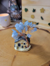 Mini House Crystal Trees Natural Mixed Stone Model Ornament, for Desk Home Decoration