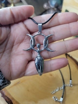 Triple Moon Goddess Pendant Necklace: Statement Spiritual Jewelry