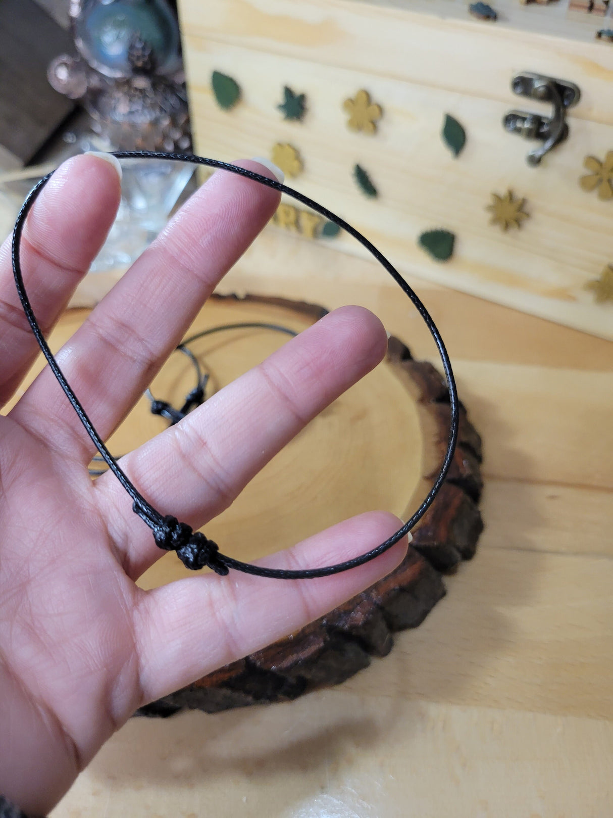 Adjustable Black Waxed Cord Bracelet: Minimalist Jewelry