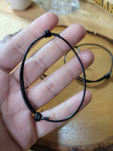 Adjustable Black Waxed Cord Bracelet: Minimalist Jewelry