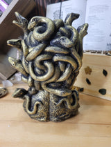 Handmade Medusa Backflow Incense Burner: Ceramic Altar Decoration