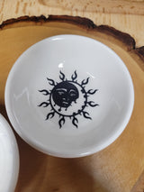 Moon & Sun Handmade trinket dish, small dish, candle holder, Moon and Sun Jewelry holder, Crystals Holders
