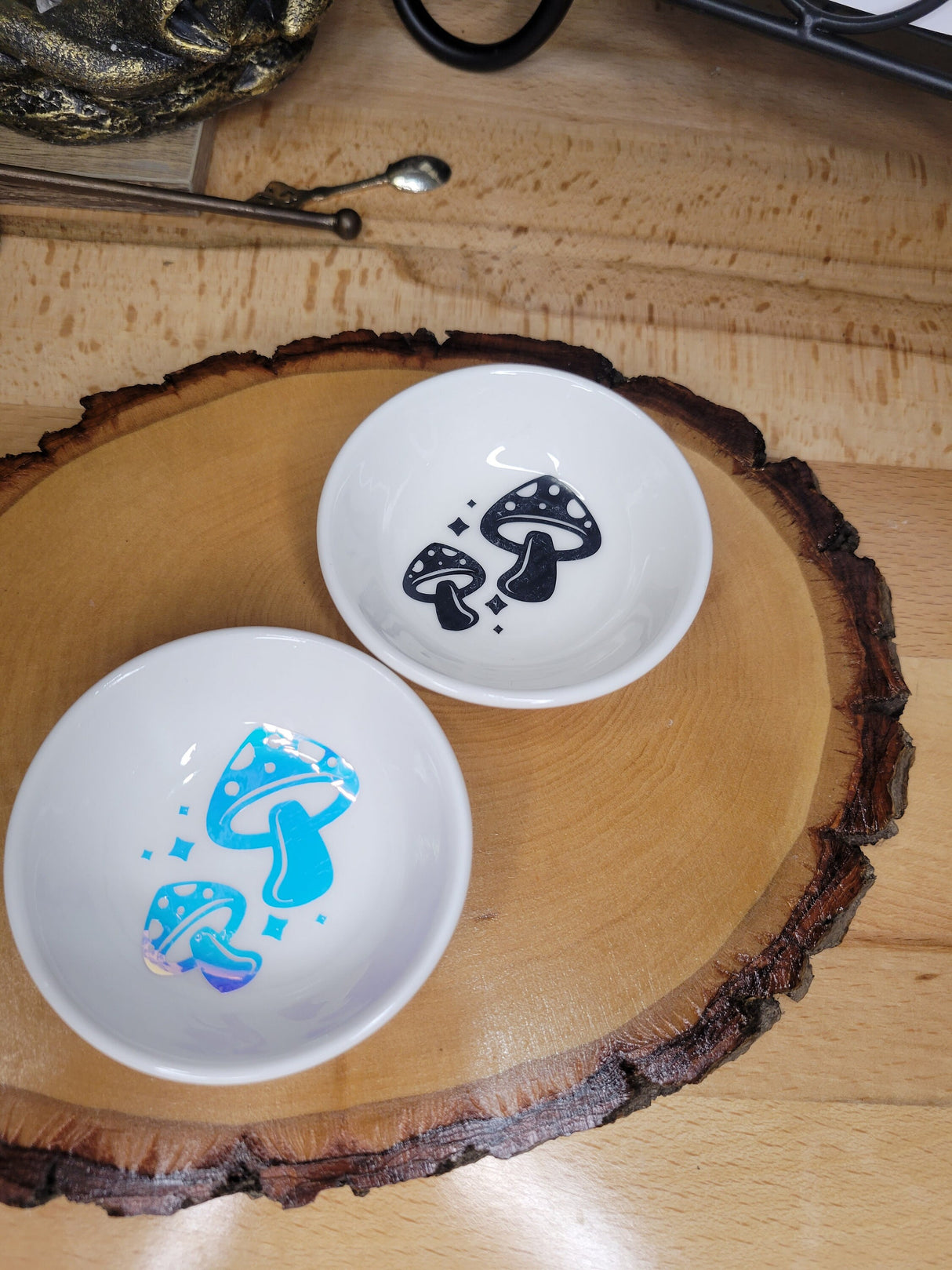 Handmade Moon Mushroom Trinket Dish: Ceramic Jewelry Holder