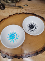 Moon & Sun Handmade trinket dish, small dish, candle holder, Moon and Sun Jewelry holder, Crystals Holders