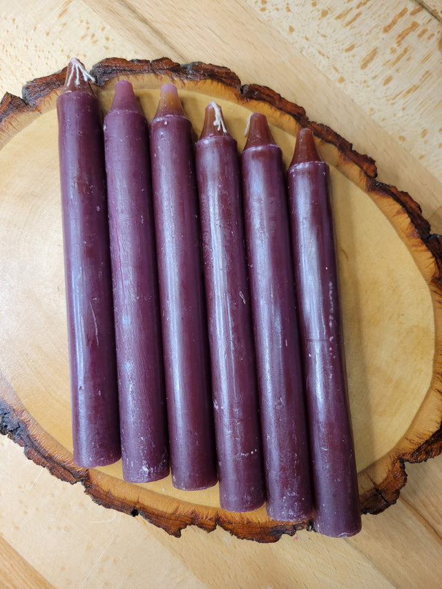 Handmade 6-Inch Brown Taper Candles: Spell Candles, Pack of 6