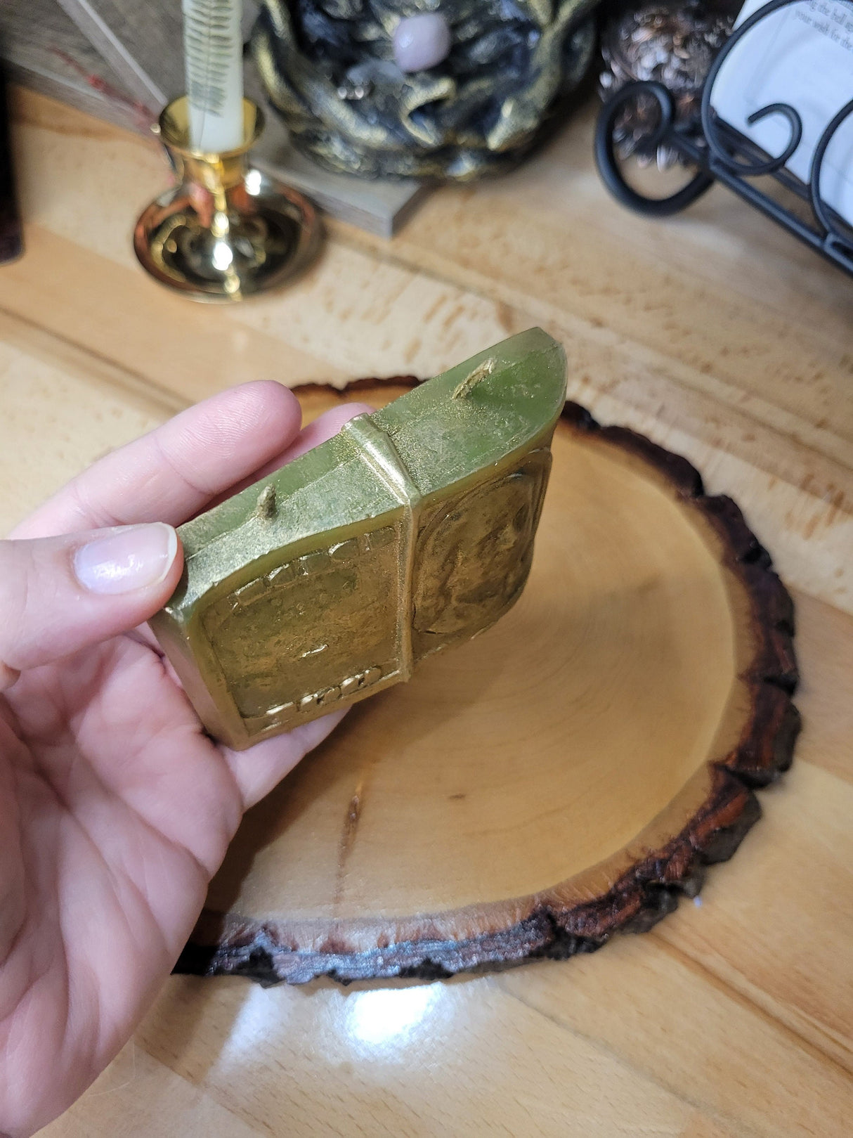 Handmade Green Money Candle: Manifest Abundance, Witchy Spell Candle