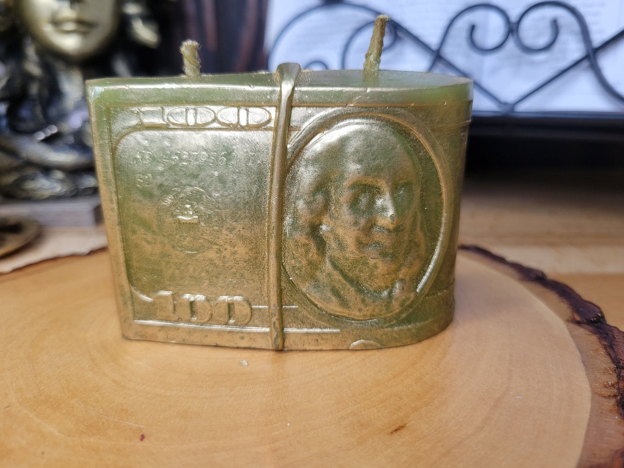Handmade Green Money Candle: Manifest Abundance, Witchy Spell Candle