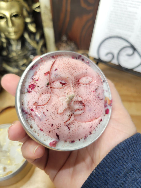 Soy Wax Moon Candle: Handmade Scented Flower Candle