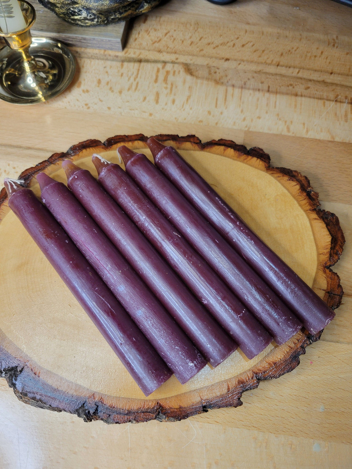 Handmade 6-Inch Brown Taper Candles: Spell Candles, Pack of 6