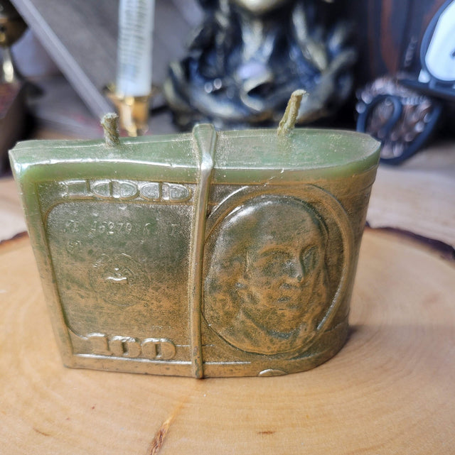 Handmade Green Money Candle: Manifest Abundance, Witchy Spell Candle