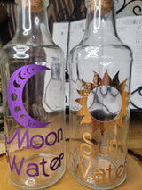 Big Moon and Sun Glass Bottle, Witchy Moon Jar with Cork