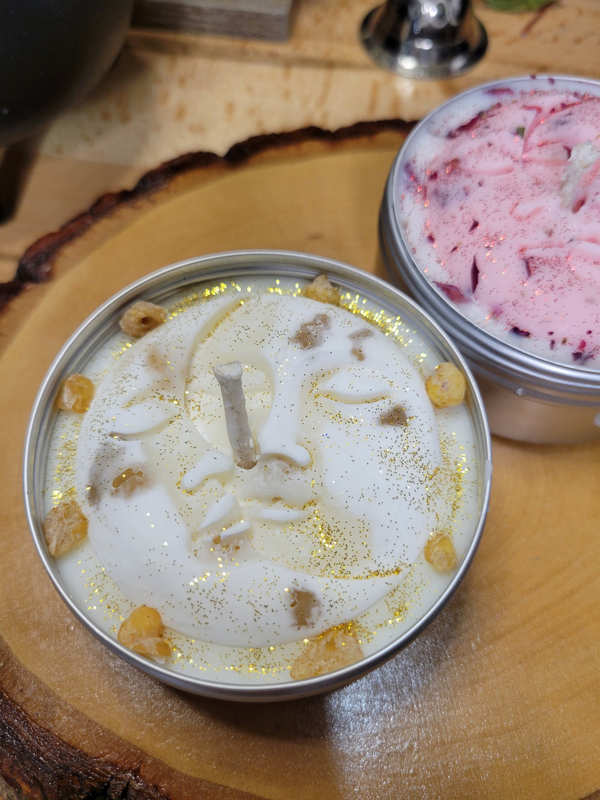 Soy Wax Moon Candle: Handmade Scented Flower Candle