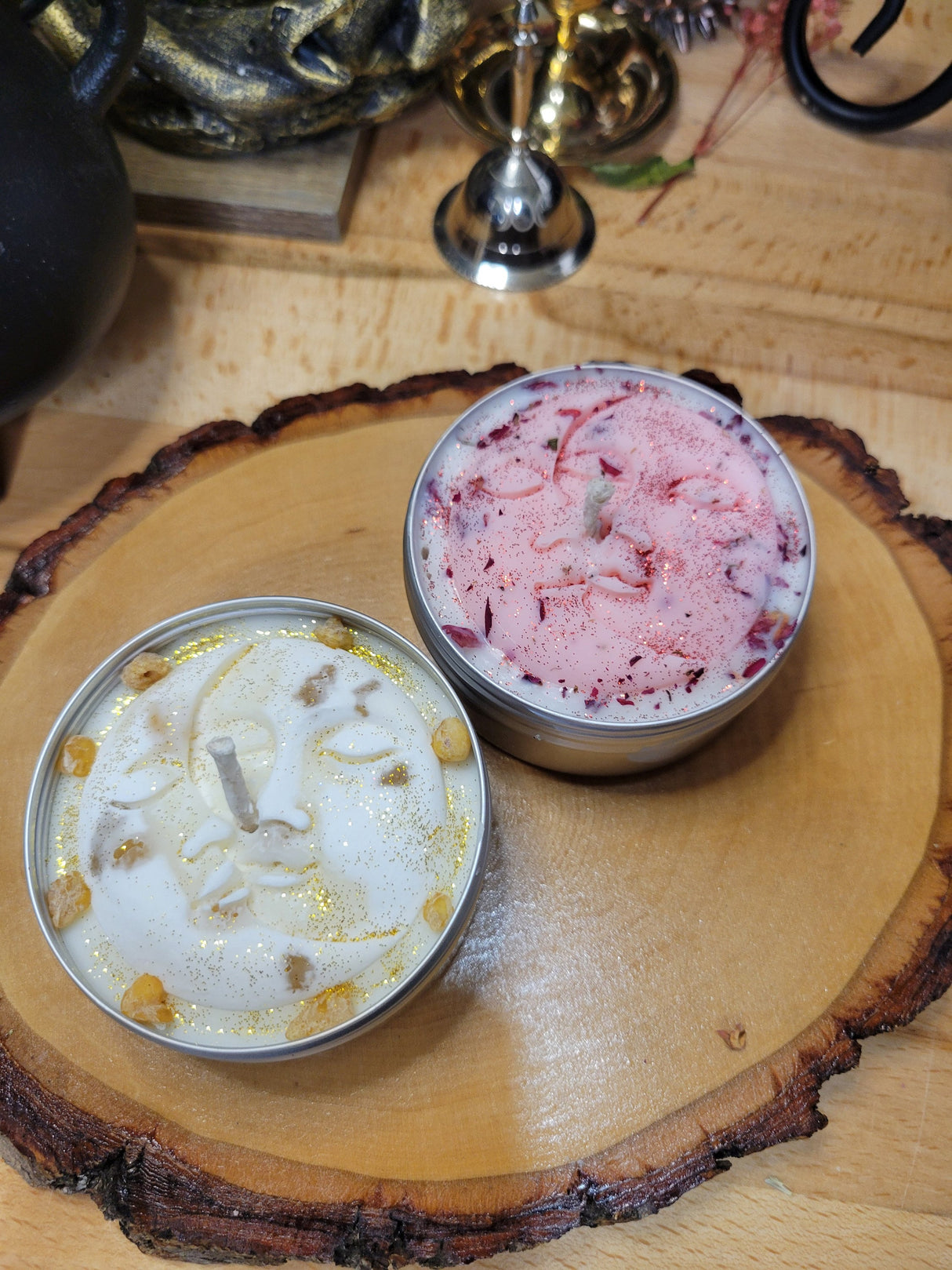 Soy Wax Moon Candle: Handmade Scented Flower Candle