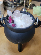 Crystal Cauldron Candle: Rose Quartz, Self Love, Meditation