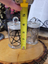 Pentagram Goddess Glass Jar, Witchy Spell Bottle