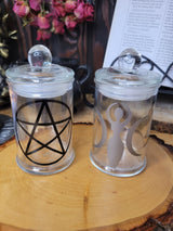 Pentagram Goddess Glass Jar, Witchy Spell Bottle