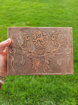 Witch Triple Moon Goddess Carved Metal over Wood Box Handcrafted Tarot Box Altar Box Gift for Her