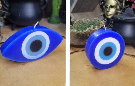 Evil Eye Candle: Round Paraffin Wax Spiritual Gift
