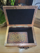 Witch Triple Moon Goddess Carved Metal over Wood Box Handcrafted Tarot Box Altar Box Gift for Her