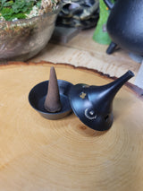 Black Metal Incense Cone Burner: Altar Home Decor