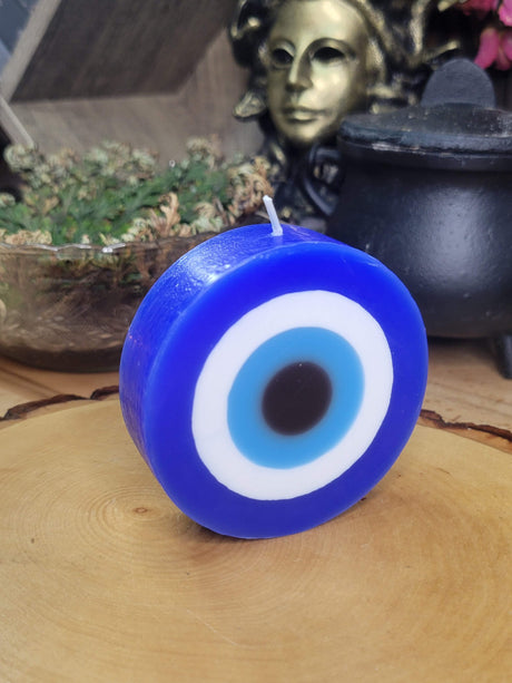 Evil Eye Candle: Round Paraffin Wax Spiritual Gift