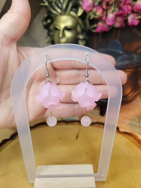 Flower Petal Dangle Earrings: Gemstone Crystal Earrings